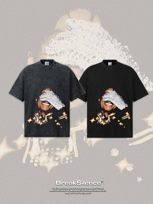 Michael Jackson American Street Style Digital Direct-Print Washed Vintage Loose Cotton Short-Sleeve T-Shirt for Men