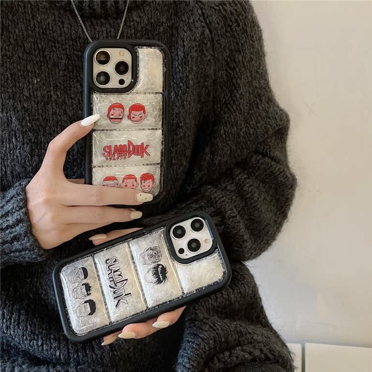 Slam Dunk Air Cushion Puffer Jacket Style Transparent Silicone TPU 15, 14, 13, 12 iPhone Case