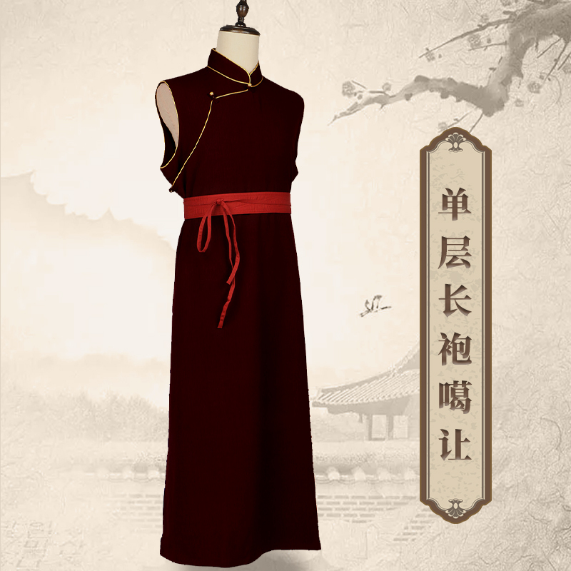 Tibetan Lama Robe, Gyalung Monk's Clothing, Spring and Autumn Outerwear, Long Skirt, Tangled Linen, Dongga Long Dress