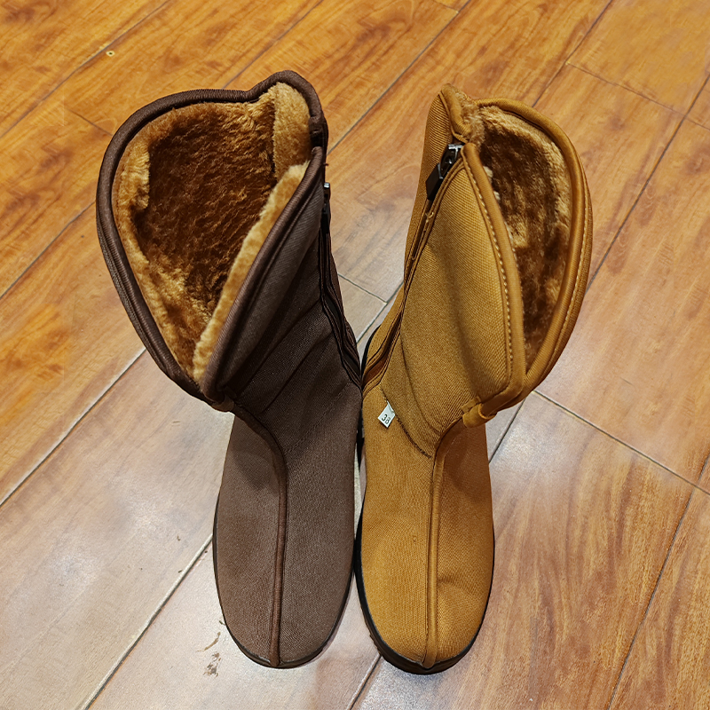 Winter new long boot plus fur thickened warm monk shoes Tibetan lamas clothing clothing long barrel snowy boots-Taobao