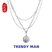 Sterling Silver Sweater Necklace 2022 New Girls Multi-layer Net Red Coin Clavicle Chain 520 Gift for Girlfriend