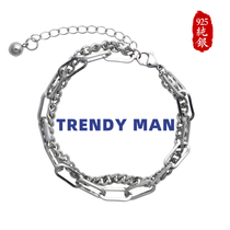 925 sterling silver couple double-layer bracelet men and women ins hip-hop trendy niche design sense personalized Tanabata gift for girlfriend