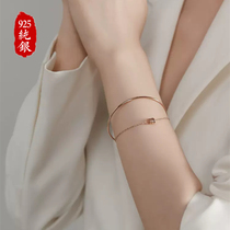 925 sterling silver small waist plated 18K rose gold bracelet girls 2022 new high-end layered double-layer bracelet