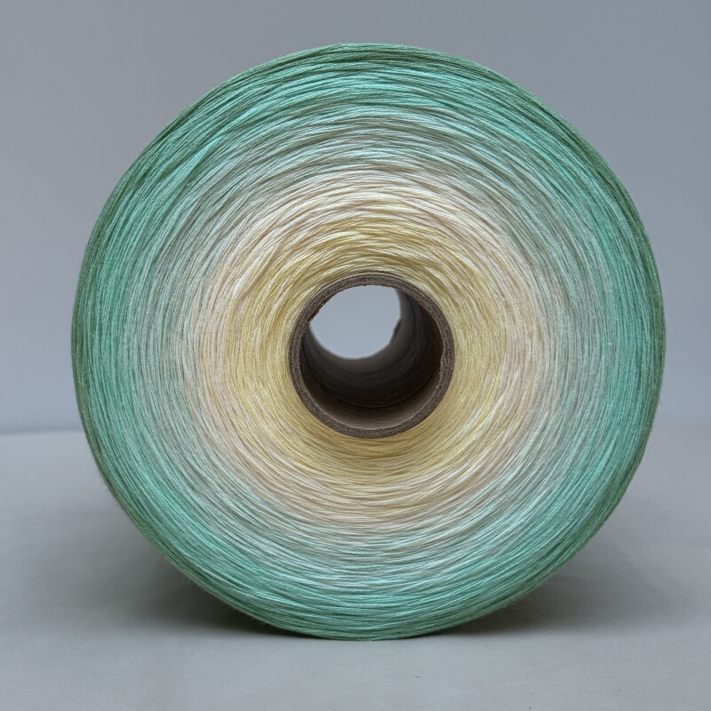 Qiuqiu's Cake Yarn Green Grapefruit 8-Ply 100% Pure Cotton Yarn Gradient Color Yarn for Shawls, Blankets, Skirts, Sweaters, Etc