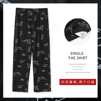 Fall Sleeping Pants Woman Loose Pure Cotton Big Code Thin cartoon Japanese Department Sports pants All cotton Home Long pants Spring Summer