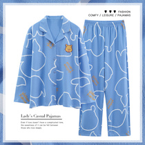 Pure cotton pyjamas womens spring and autumn cardio-hoodie long sleeve suit All cotton sweet girl cute outside wearing students home in Korean version