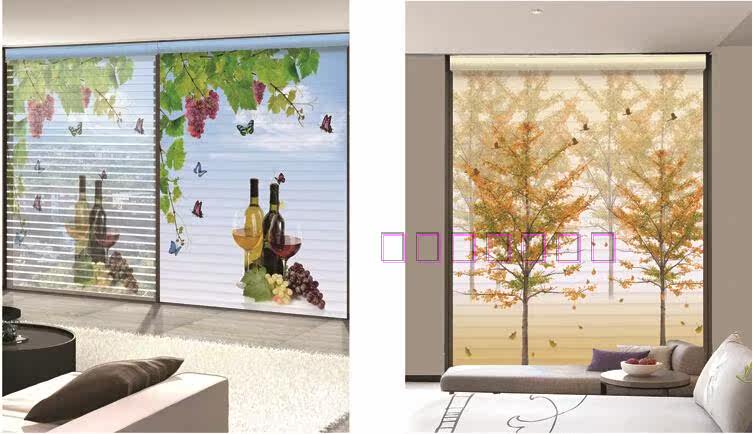 Шторы рулонные 3d打印香格里拉帘卷窗帘双层遮阳卧室客厅儿童公主房阳台定制图案