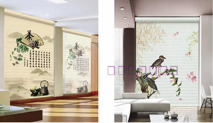 Шторы рулонные 3d打印香格里拉帘卷窗帘双层遮阳卧室客厅儿童公主房阳台定制图案