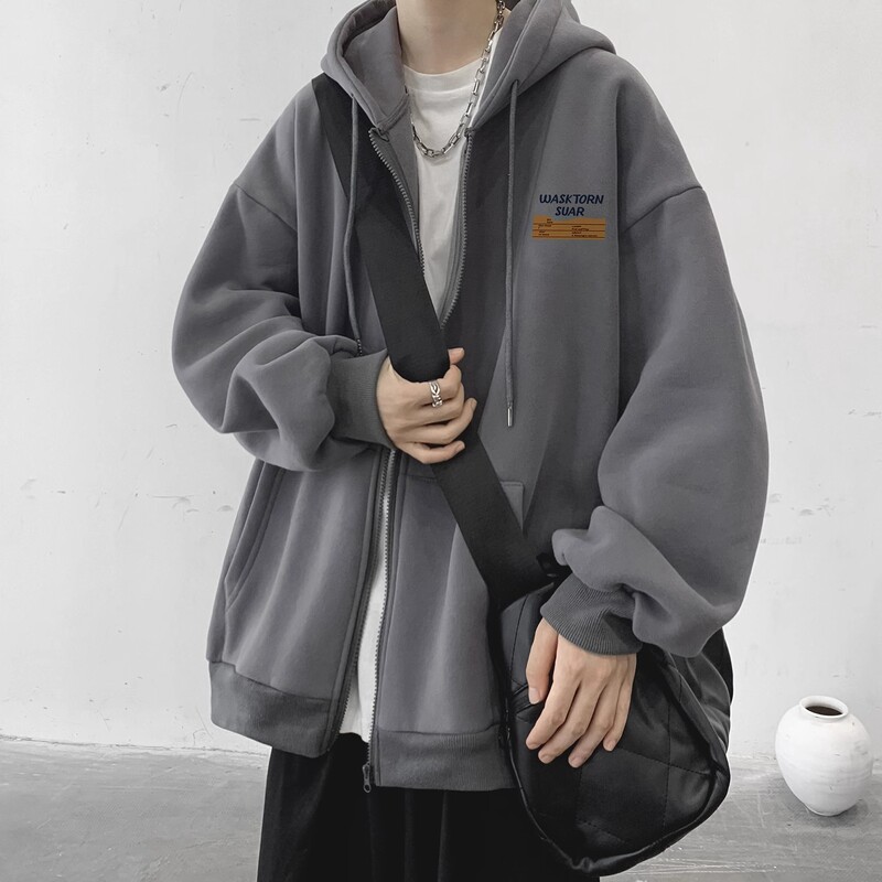 Japanese-Style Cardigan Hooded Sweatshirt for Men 2024 Autumn and Winter New Style Youth Cityboy Fleece-Lined Printed Jacket Japanese-Style Cardigan Hooded Sweatshirt for Men 2024 Autumn and Winter New Style Youth Cityboy Fleece-Lined Printed Jacket