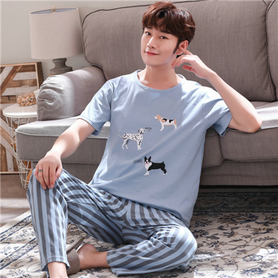 Mùa hè quần mens tuổi teen pajama ngắn tay quần áo sinh viên quần cotton mùa hè váy cartoon trung học nhà nửa tay áo phù hợp.