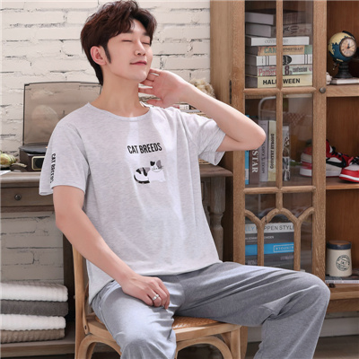 Mùa hè quần mens tuổi teen pajama ngắn tay quần áo sinh viên quần cotton mùa hè váy cartoon trung học nhà nửa tay áo phù hợp.