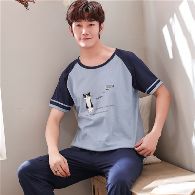 Mùa hè quần mens tuổi teen pajama ngắn tay quần áo sinh viên quần cotton mùa hè váy cartoon trung học nhà nửa tay áo phù hợp.