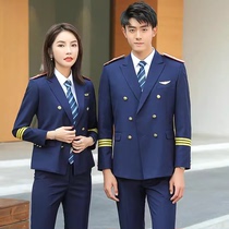 Rent Chinese captain service flight attendant uniform handsome aviation school class uniform male and female suit pilot