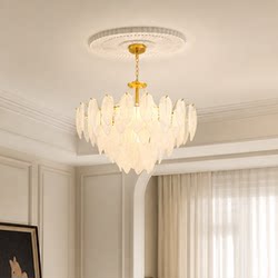French-Style Living Room Chandelier, Cream-Style Dining Room Bedroom, American Retro Crystal Glass, Creative and Unique Internet-Famous Feather Lamp