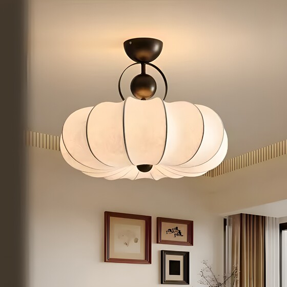 French-Style Bedroom Chandelier, Silk Vintage Dining Room, Nanyang Retro Solid Wood Wabi-Sabi Style, Cozy Room Master Bedroom Ceiling Light