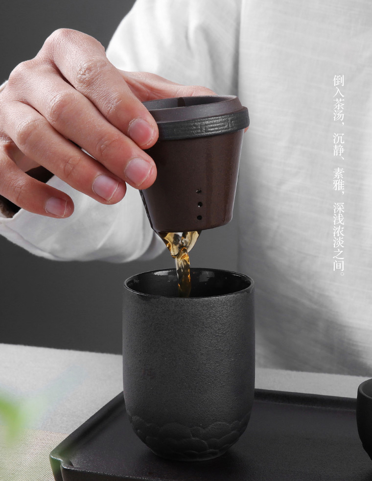 Porcelain heng tong ceramic crack cup filter is suing portable travel kung fu tea cups with cover teapot suit