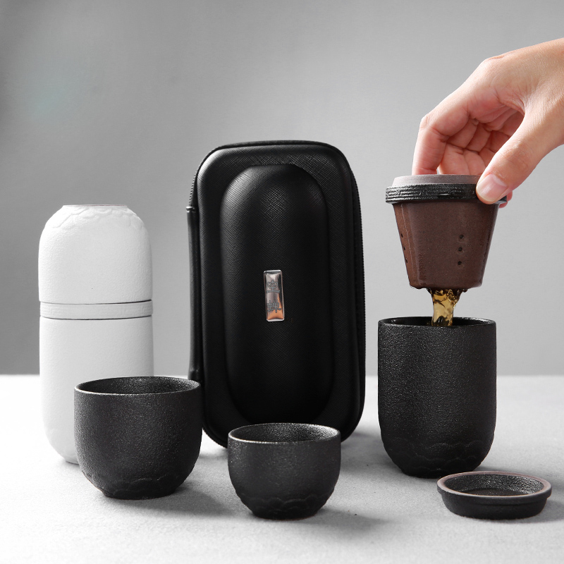 Porcelain heng tong ceramic crack cup filter is suing portable travel kung fu tea cups with cover teapot suit