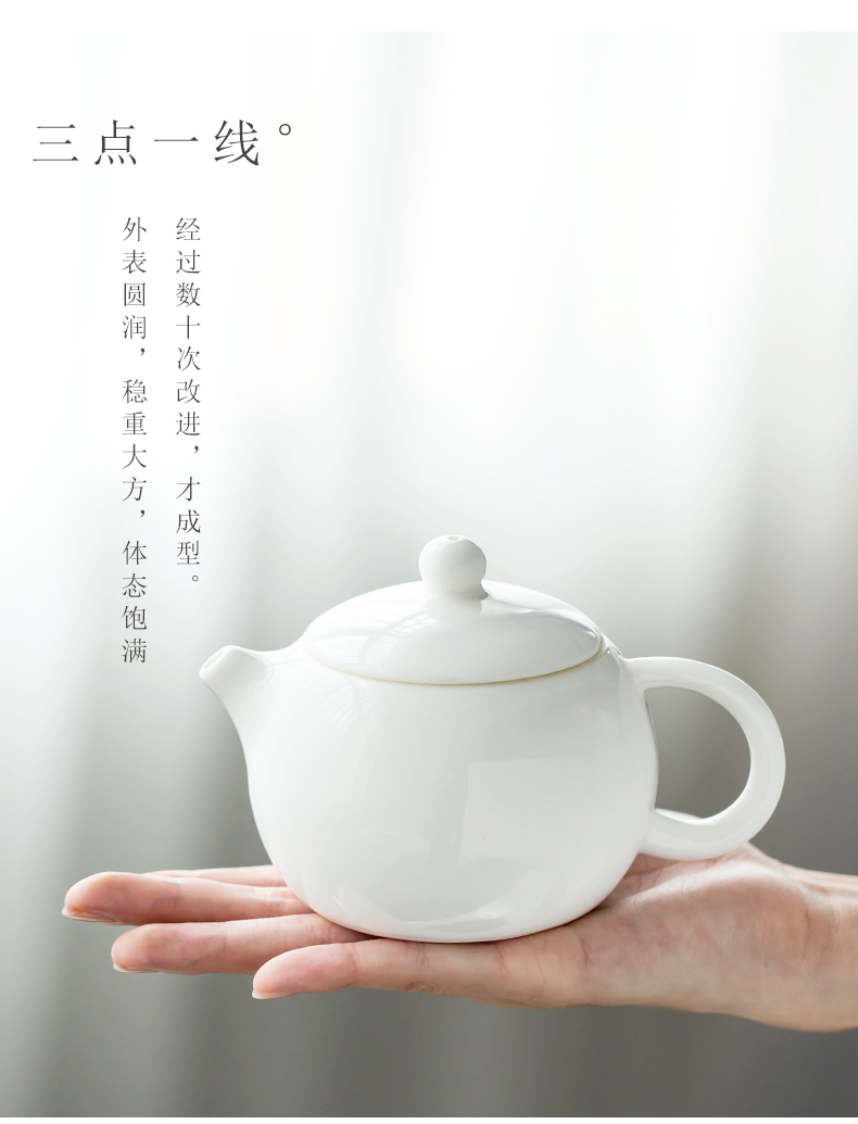 Dehua white porcelain porcelain constant hall xi shi ceramic teapot single pot of household kung fu tea set jade porcelain filtering teapot