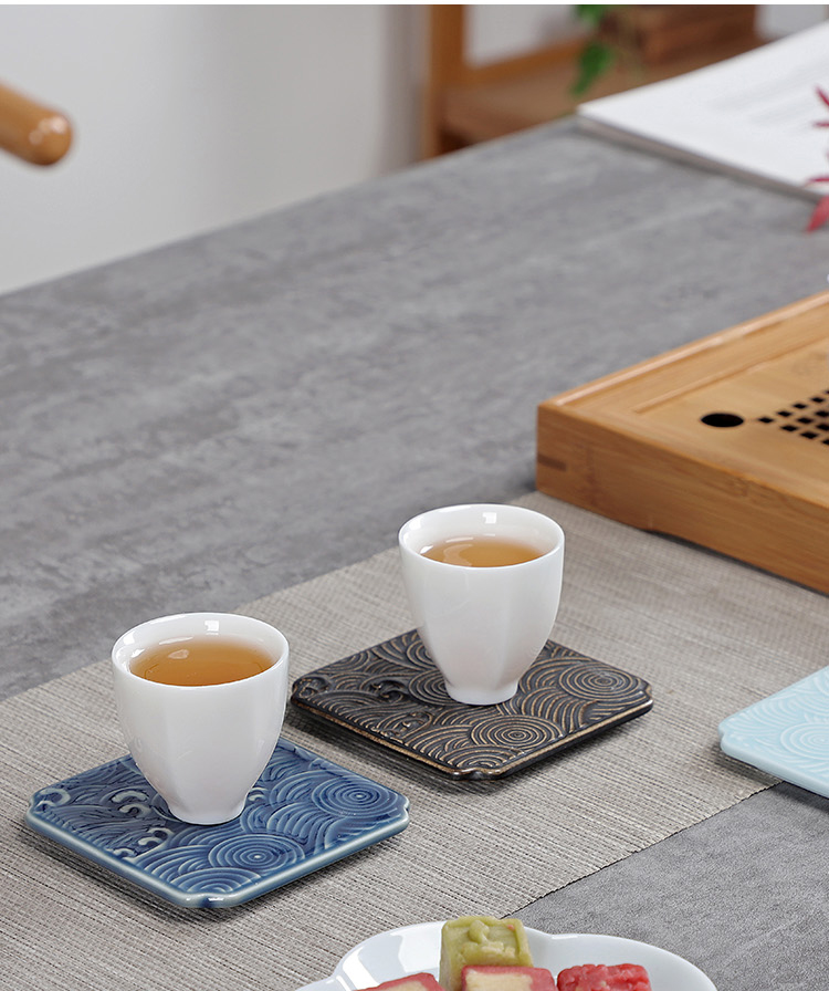 Porcelain heng tong ceramic cup mat kung fu tea set suit creative household tea tea art as pad insulation pad tea accessories