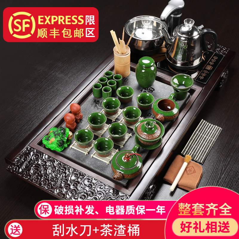 Porcelain heng tong tea set purple sand pottery and Porcelain of a complete set of kung fu tea tea tea tray automatically sheung shui home contracted