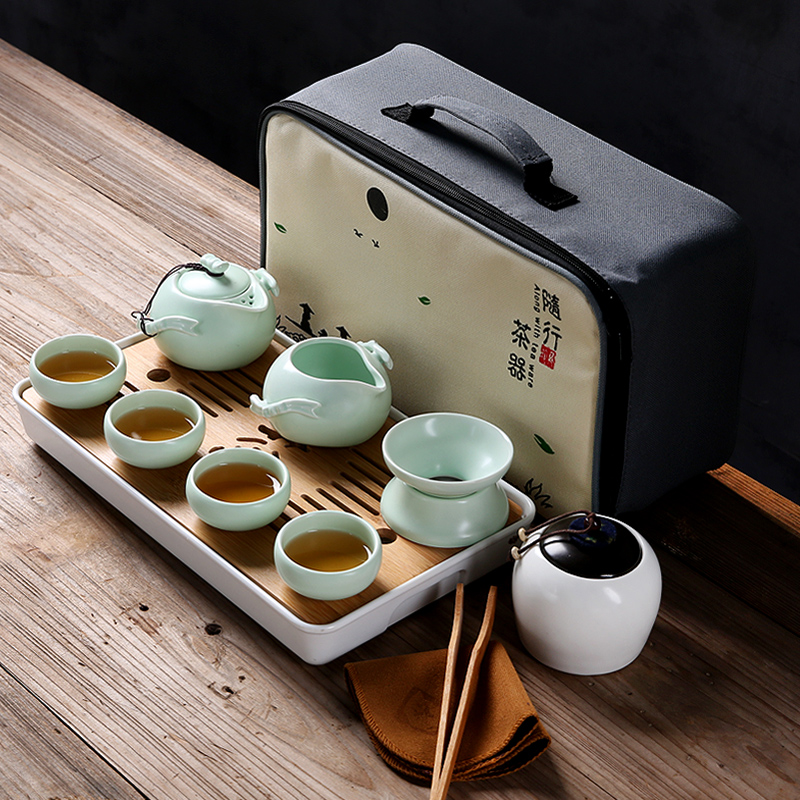 Porcelain heng tong portable travel kung fu tea set crack cup a pot of 24:27 and cup dried tea plate of car travel