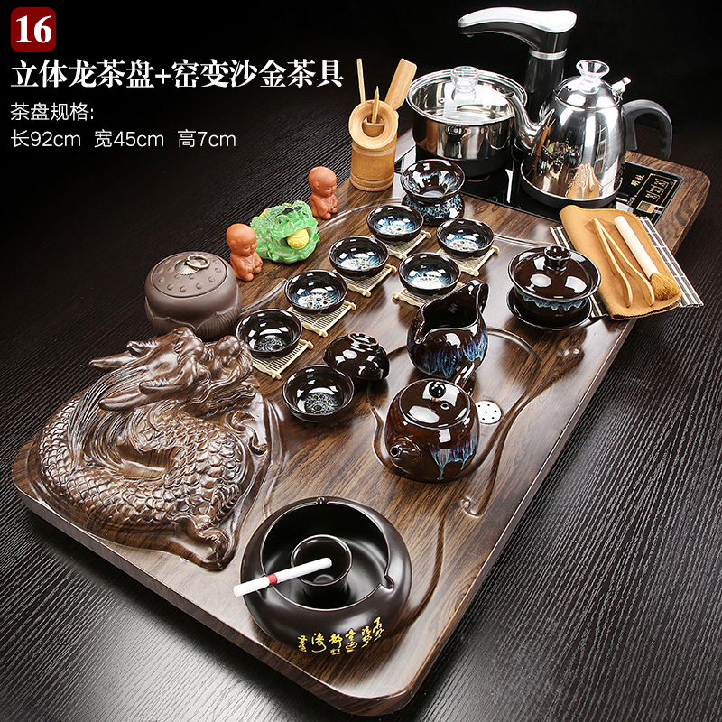 A complete set of purple sand tea kungfu tea cup set automatic water A whole home sitting room ground tea tea table