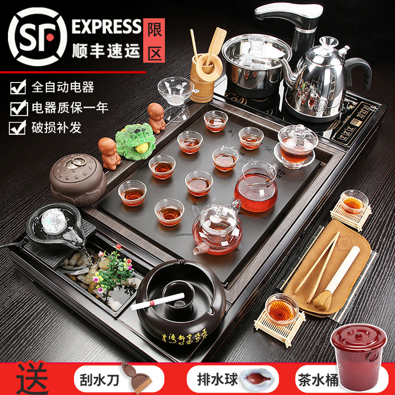 Porcelain heng tong automatic tea set up a complete set of purple sand pottery and Porcelain household contracted kung fu tea tea tea tray