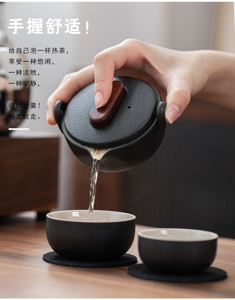 Porcelain hall to crack a pot of 2 cups of portable travel package type kung fu tea set is suing Japanese tourist teapot