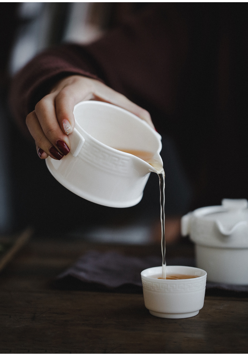 Travel porcelain heng tong kung fu tea set to crack a pot of three cups of is suing contracted portable bag white porcelain teapot