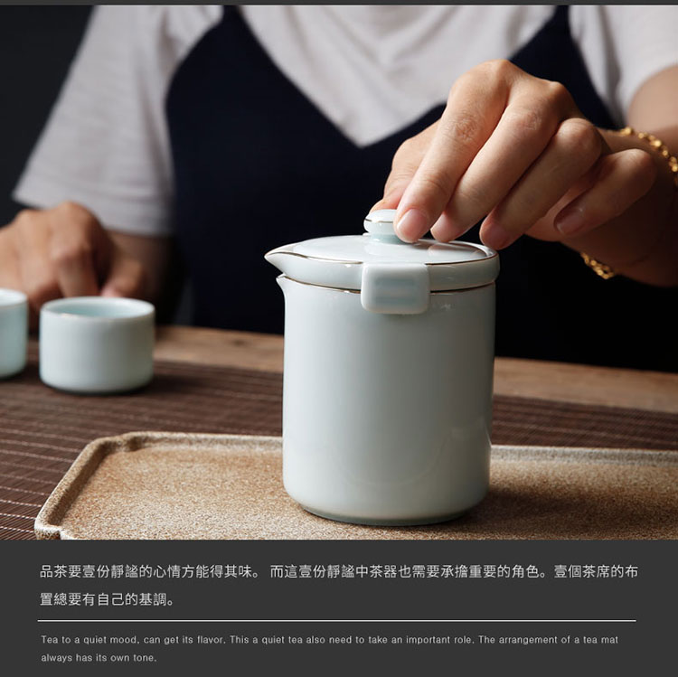 Porcelain heng tong crack cup a pot of two cup travel portable household ceramic teapot teacup kung fu tea set