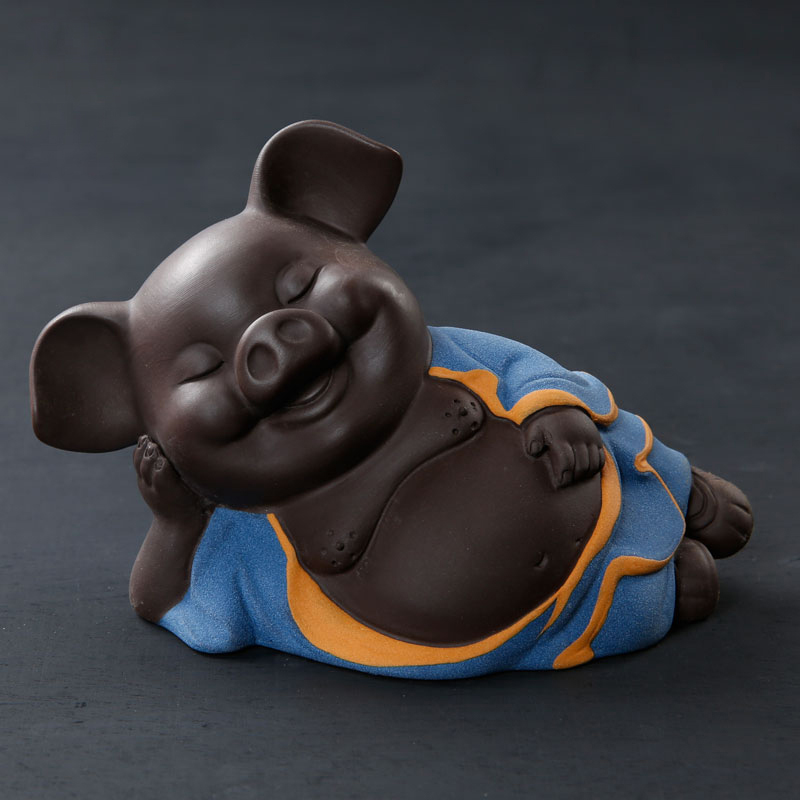 Porcelain pet car furnishing articles constant hall see colour sand ceramic tea to raise creative violet arenaceous pig kung fu tea tea accessories