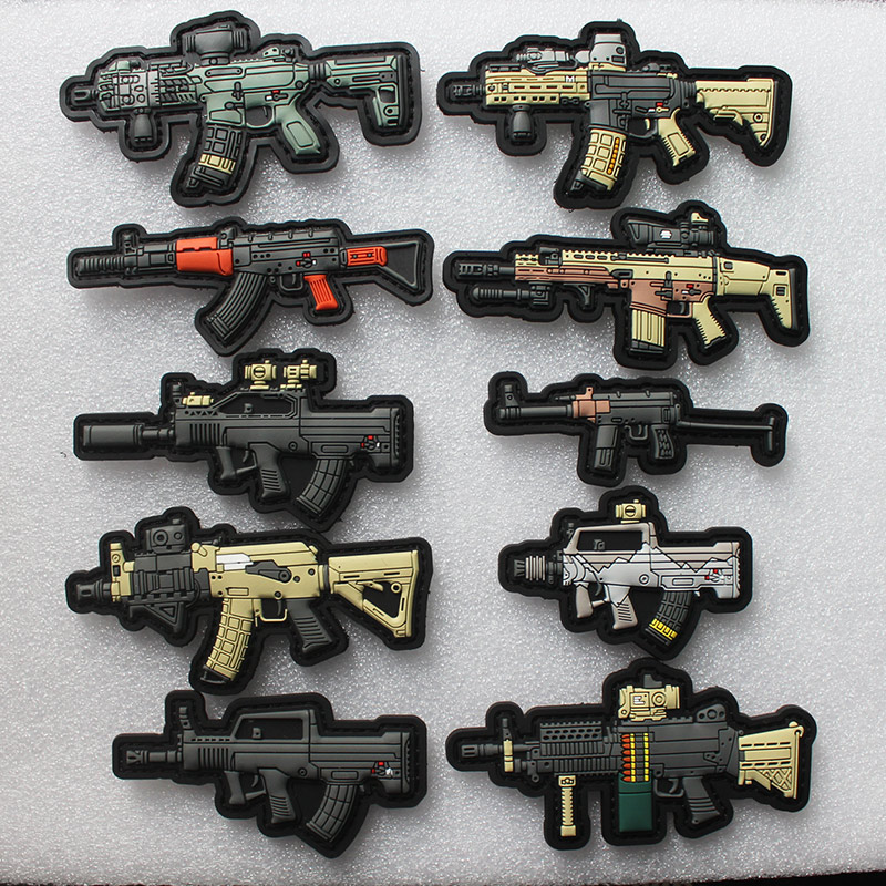 () Q Weapon Magic Sticker Creative PVC Glue Badge Tactical Morale Badge 81 Style 95 Style Mini Gun Sticker
