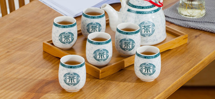 Bộ ấm trà bằng gốm sứ đặt chén trà ấm trà đặt hộ gia đình đơn giản đám cưới phòng khách lớn hoàn chỉnh bộ chùm cốc - Trà sứ bộ tách trà