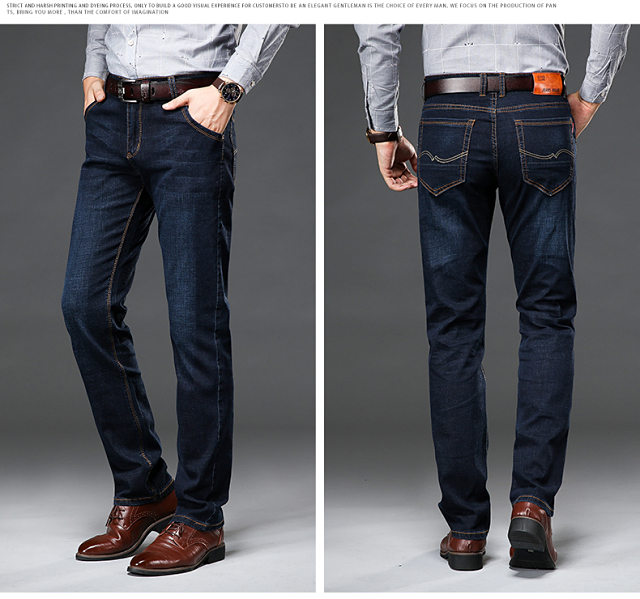 Mùa thu và mùa đông quần jeans cạp cao nam cao cạp cao thẳng quần thun rộng cộng với quần XL phân bón đồ nam