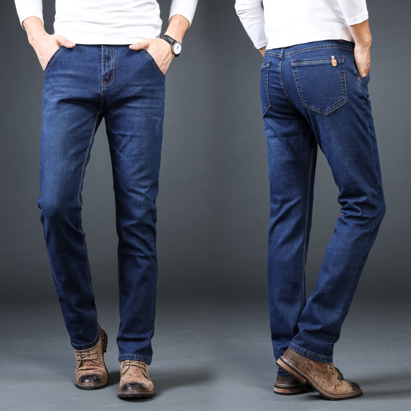 Quần jean nam co giãn cỡ lớn Quần dài nam trung niên eo cao thẳng và quần rộng, phân bón để tăng độ co giãn cho quần dài quần áo nam đẹp	