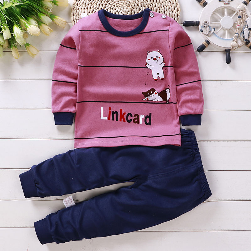 New childrens bông đồ lót mùa thu quần áo bộ 0-6 tuổi bé trai và bé gái bộ pajama quần áo trẻ em mùa xuân và mùa thu.