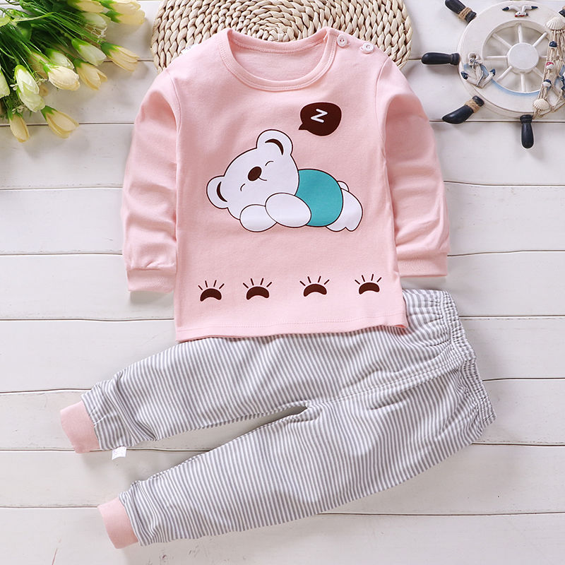 New childrens bông đồ lót mùa thu quần áo bộ 0-6 tuổi bé trai và bé gái bộ pajama quần áo trẻ em mùa xuân và mùa thu.