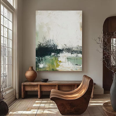 Pure hand-painted oil painting wabi-sabi style living room decoration painting, modern simple three-dimensional texture, abstract art hanging painting for homestay