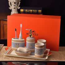 Couple wash set ceramic mouthwash rack toothpaste brush Cup dental Cup European bathroom five-piece tray
