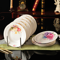 Jingdezhen 4 plate household ceramic deep plate 8 inch Chinese round dish dish dumpling plate rice plate steak plate