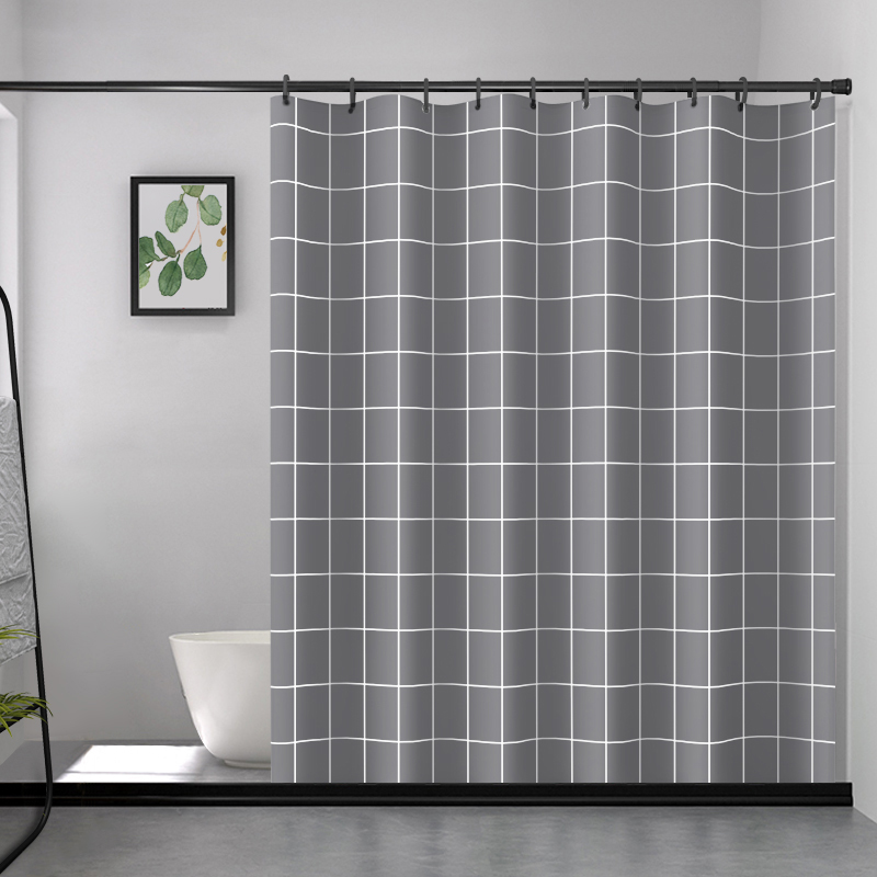 Punch-free shower curtain bathroom tarpaulin powder room mildew-proof curtain hanging curtain bath curtain partition window shower kit