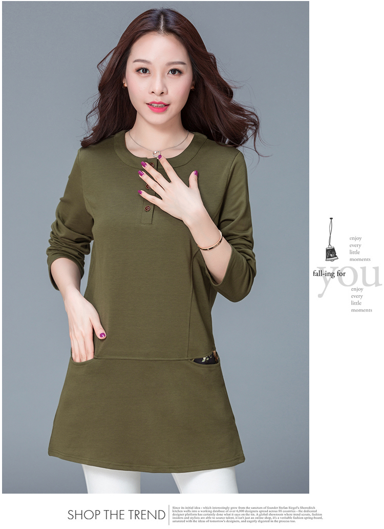 Áo thun trung niên mùa thu cho nữ áo dài tay 30-40-50 tuổi Mẹ mặc thời trang Hàn Quốc áo cánh rộng cỡ lớn thời trang tuổi trung niên u50
