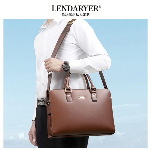Lendaryer Briefcase for Men, New Style, Light Luxury, Fashionable, Simple, Horizontal Style, Shoulder Computer Bag, Multi-Compartment Handbag