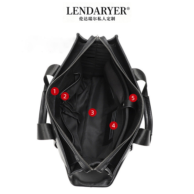 Lendaryer New Classy Genuine Leather Men's Handbag Business Casual Simple Design Large Capacity Briefcase
