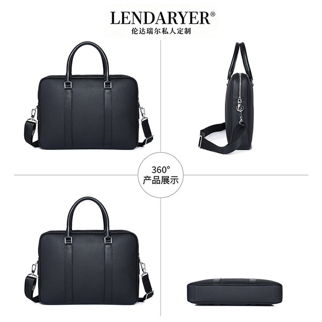 LENDARYER briefcase men's high-end genuine leather first-layer cowhide large-capacity multi-compartment business commuter handbag