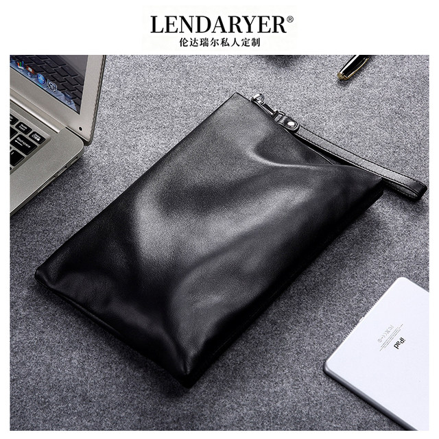Lendaryer Men's New Style Genuine Leather Simple Casual Clutch Bag Large Capacity High-End Portable Clutch Bag