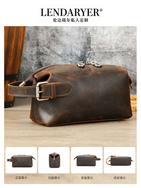 Lendaryer Men's New Luxury Clutch Bag Made of Top-Layer Cowhide, Large Capacity, Business Casual Clutch Bag