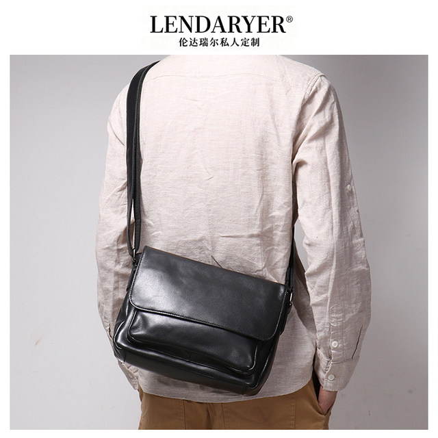 Lendaryer Shoulder Bag Men's New Fashion Genuine Leather Large Capacity Backpack Multi-Functional Fitness Sports Crossbody Bag