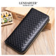 Lendaryer Clutch Bag Men's Korean Style Coin Purse Woven First-Layer Cowhide Long Business Commuter Portable Wallet