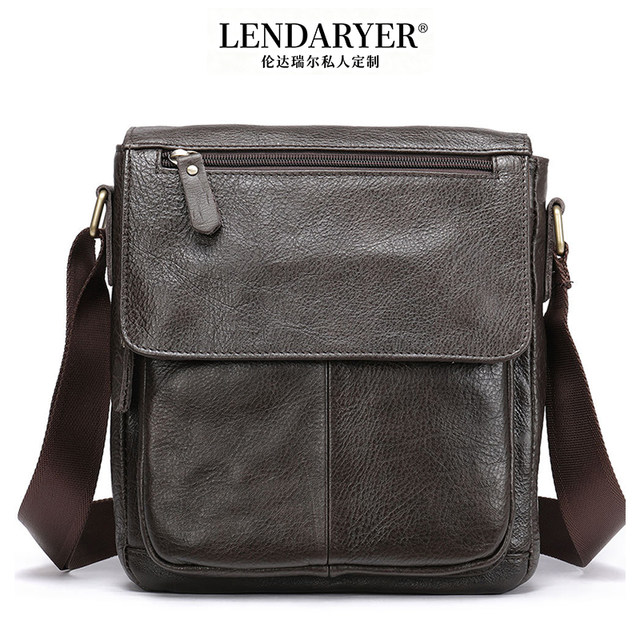 Lendaryer Shoulder Bag Men's Accessible Luxury Genuine Leather Business Travel Work Clothing Crossbody Bag Large Capacity Horizontal Handbag